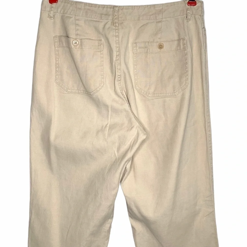 Y2K Lauren Ralph Lauren Linen Blend High Rise Straight Leg Pants Cream Size 6